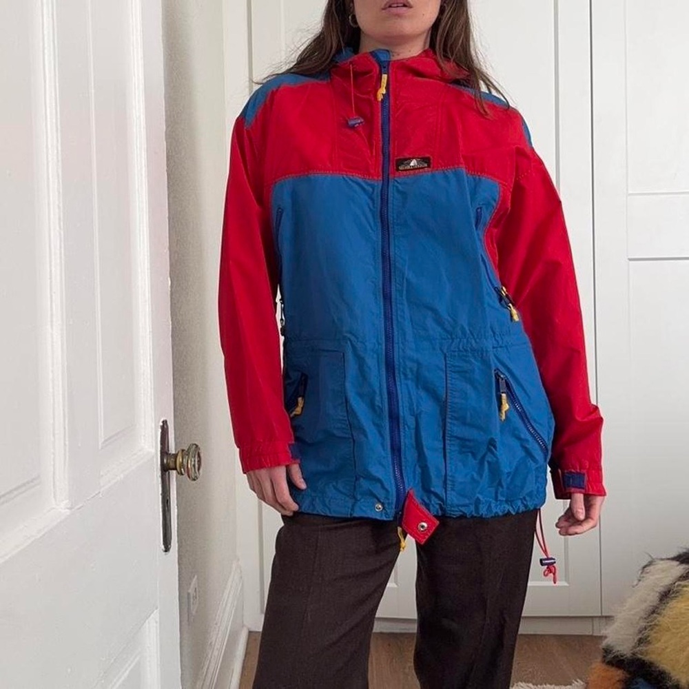 Vintage 90s Sierra Designs Primary Color Windbreaker with Double Zipper and Hood